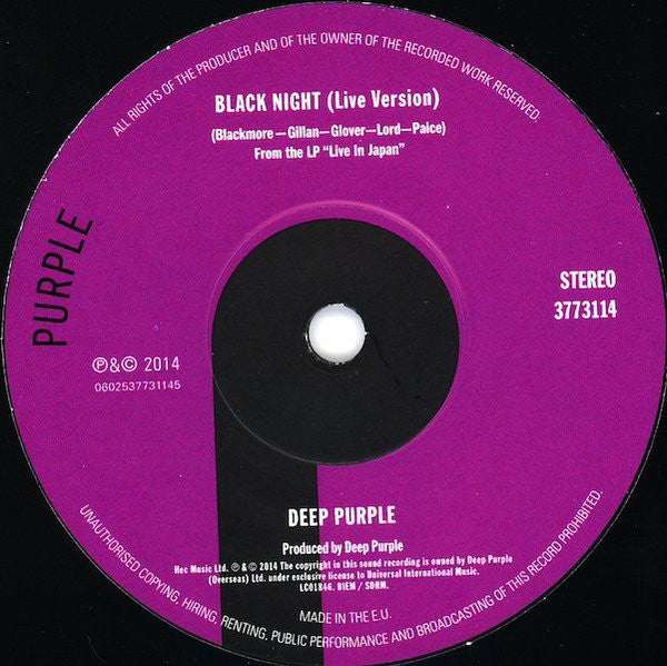 Deep Purple : Black Night (Live Version) / Woman From Tokyo (7", RSD, Single, RE)