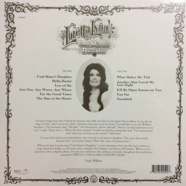 Loretta Lynn : Coal Miner’s Daughter (LP, Album, RE)