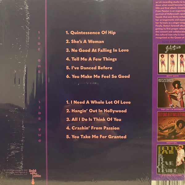 Betty Davis : Crashin' From Passion (LP, Album, RE, RM, Cle)