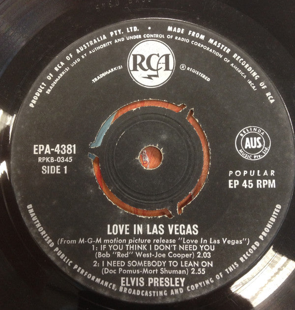 Elvis Presley : Love In Las Vegas (7", EP)