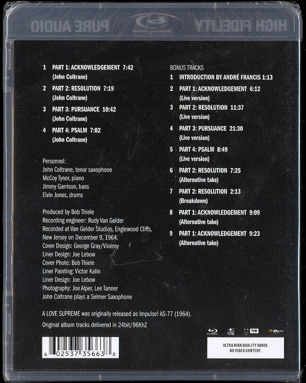 John Coltrane : A Love Supreme (Blu-ray, Blu-ray-A, Album, RE, RM)