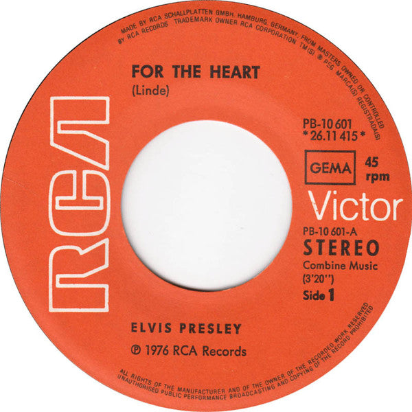 Elvis* : For The Heart / Hurt (7", Single)
