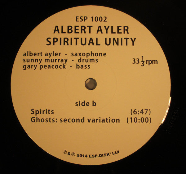 Albert Ayler Trio : Spiritual Unity (LP, Album, Mono, RE, 180)